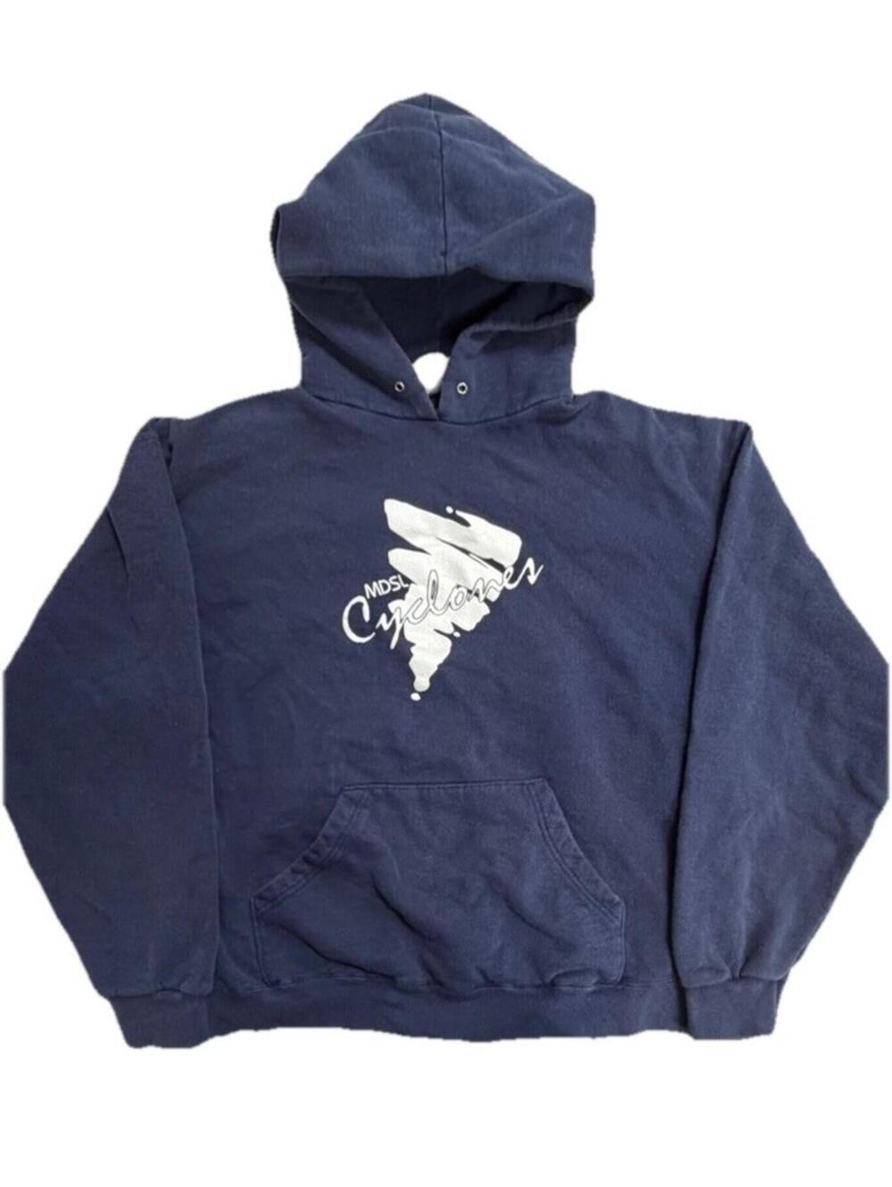 Vintage Fruit of the Loom Fleece  Graphic Hoodie Navy Blue XL Men